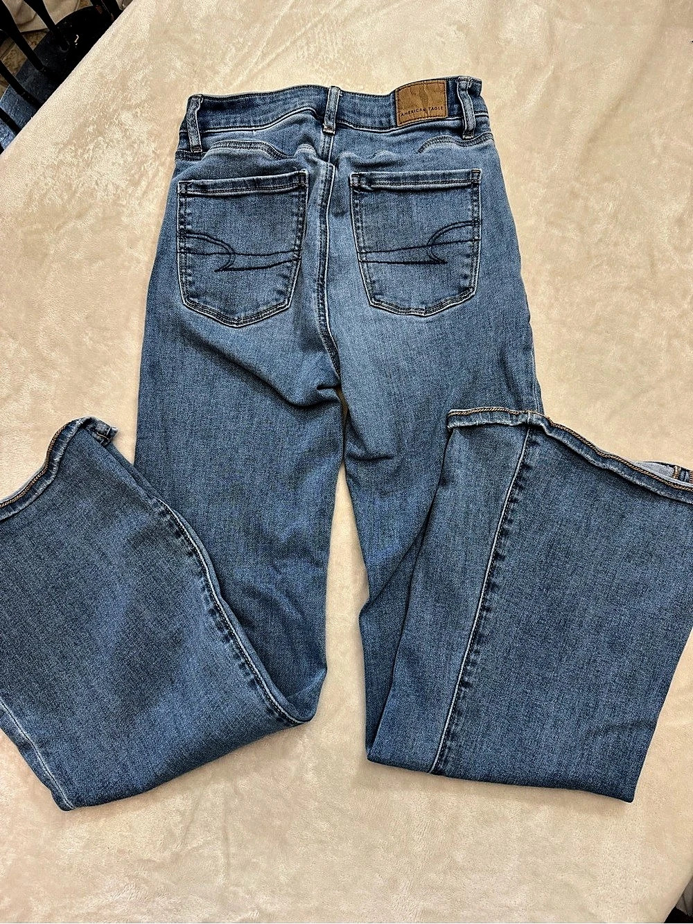 American Eagle AE Super High-Waisted Flare Jean Bootcut Blue 0 Short - Picture 4 of 7